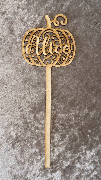Name only Halloween pumpkin wand MDF