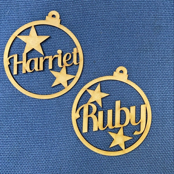 MDF 2 star bauble - Name only