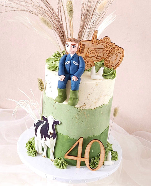 Farming Tractor Scene Cake Topper – With or Without Personalisation