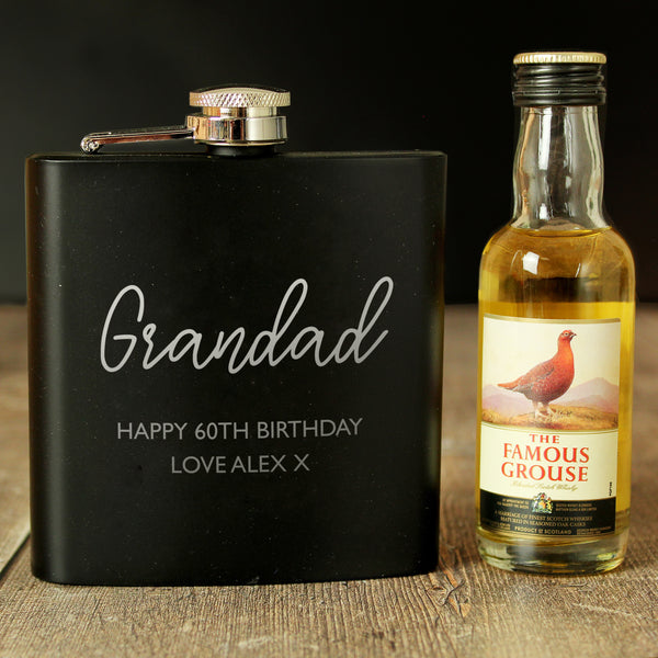 Black Hip flask Gift Box Personalised