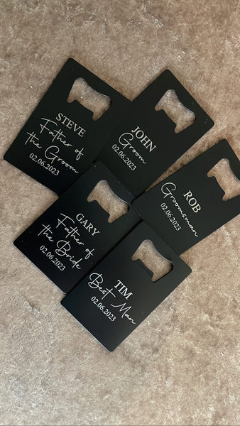 Personalised Matte Black Wallet / Purse Bottle Opener