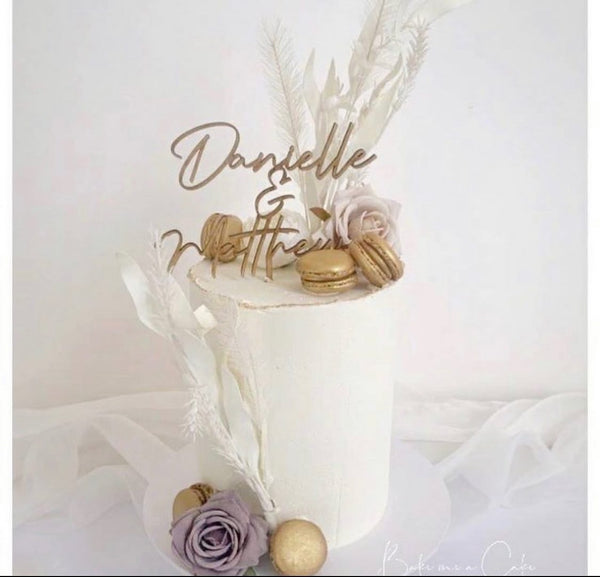 Custom modern script cake topper
