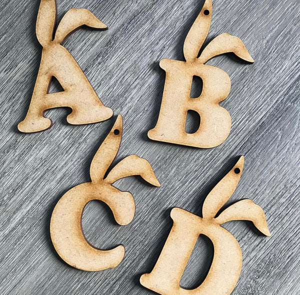 Mdf alphabet bunny tags