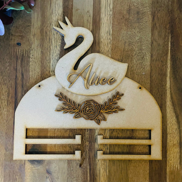 Personalised swan layered bow holder MDF