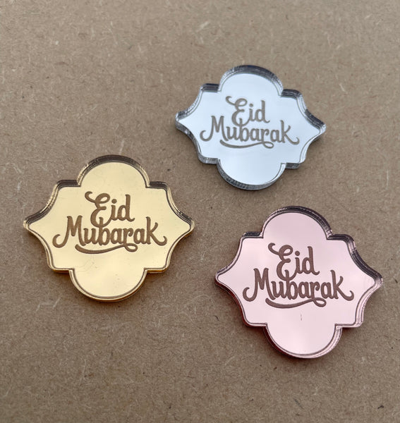 Eid Mubarak mirror acrylic cake charm cake disc gift tag