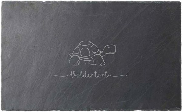 Cartoon Tortoise Silhouette personalised natural feeding slate