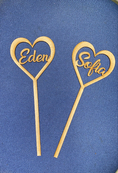 Heart personalised mdf wands