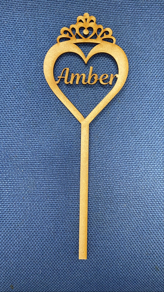 Tiara heart personalised mdf wands