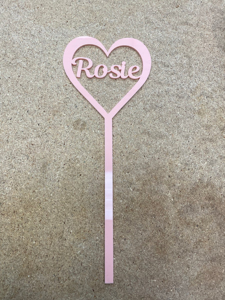 Personalised heart acrylic wands high gloss
