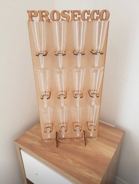 Prosecco / Bubbles Wall Stand – Holds 12 Glasses 4mm MDF | 61cm x 30cm